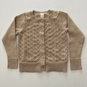 Cherokee light brown gold shimmer sweater w/front button closure 12M